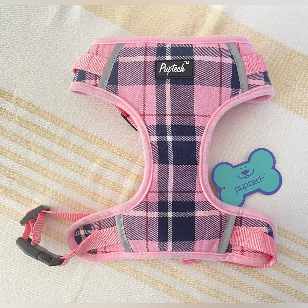 PupTech 🐶 NWT Adjustable Harness Small Dog SZ L Pink Plaid
